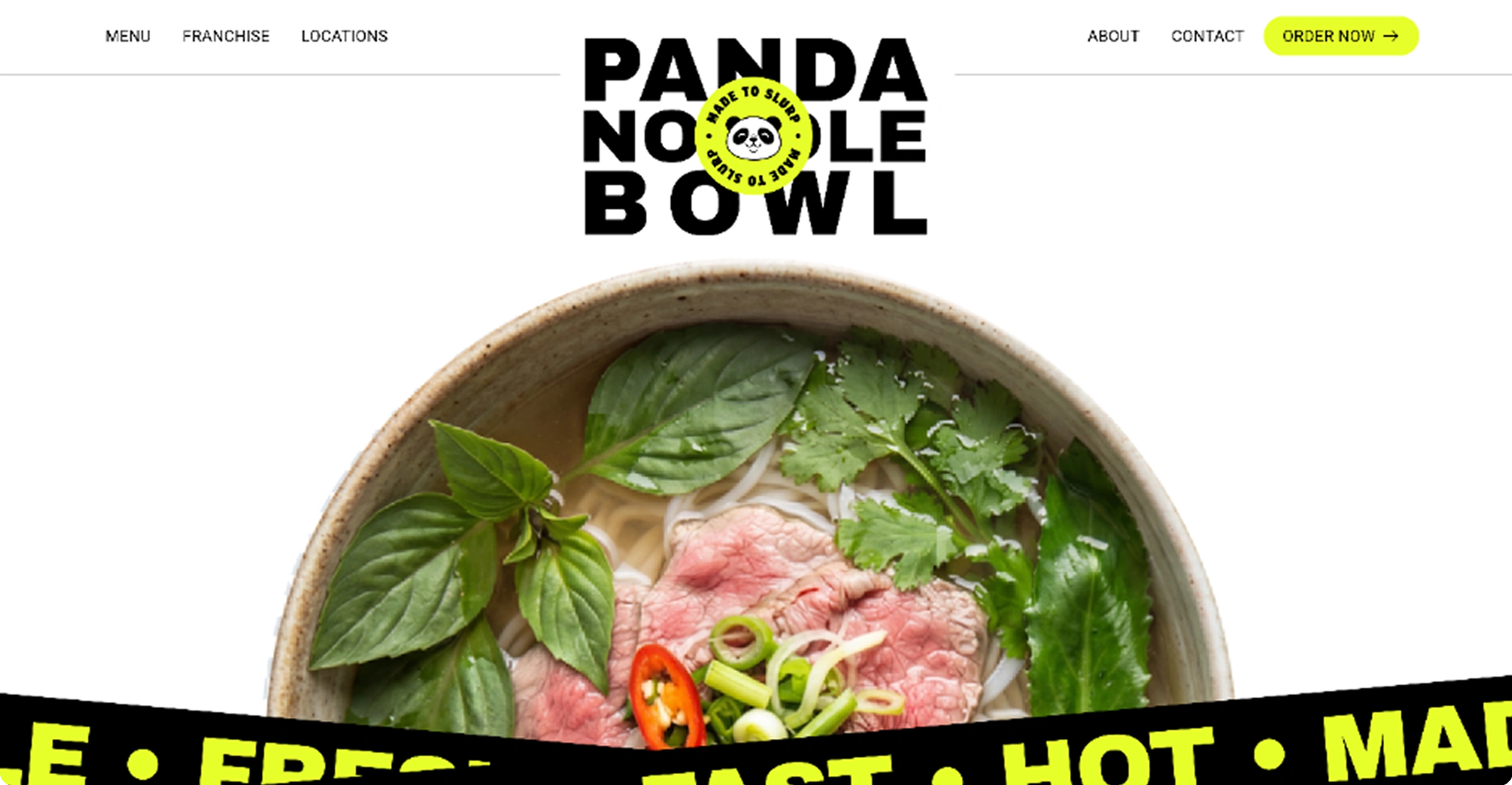 Panda Noodle Bowl website hero