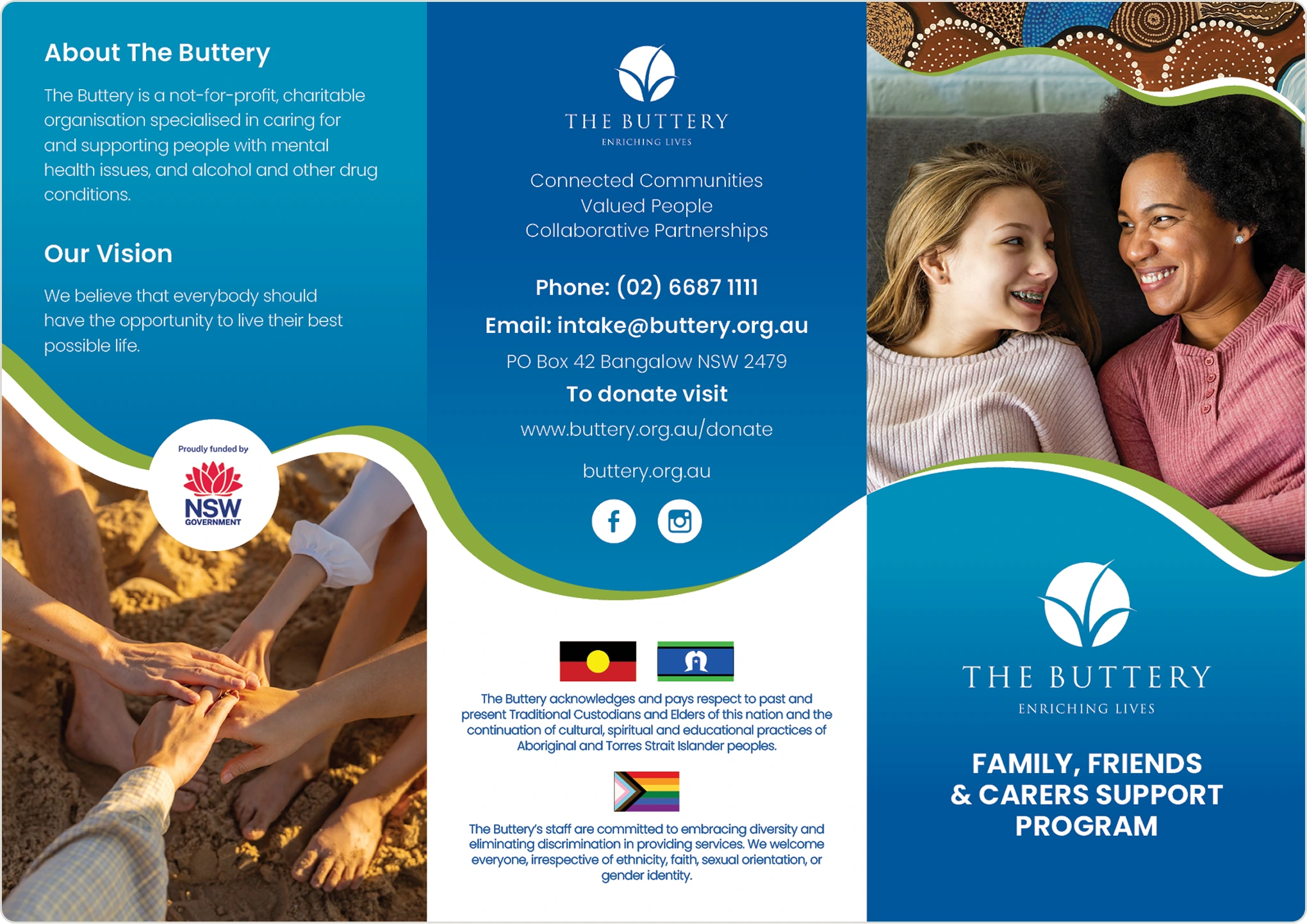 The Buttery Family, Friends and Carers Support Program Trifold Brochure — Outside Spread